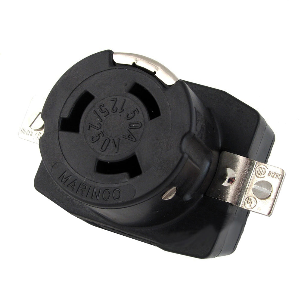 Marinco 6369CR shore power dockside receptacle with 125/250V 50Amp wiring for marine or RV applications
