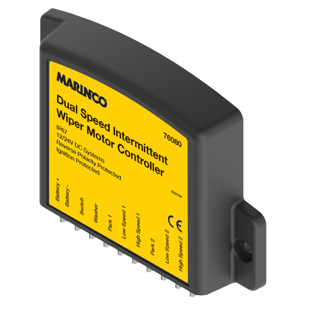 Marinco dual speed intermittent windshield wiper motor controller for vehicle wipers, with wiring and control components.
