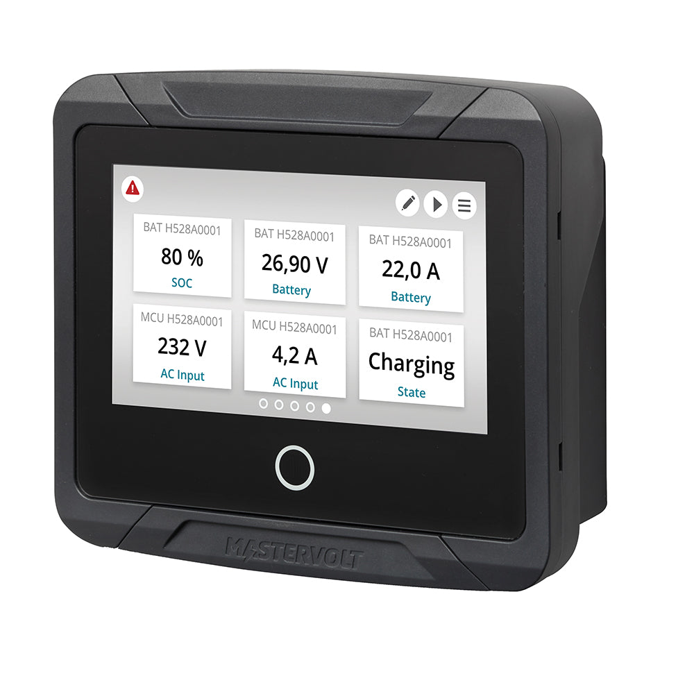 Mastervolt EasyView 5 touch screen monitoring and control panel for marine or RV electrical systems, displaying interface and controls