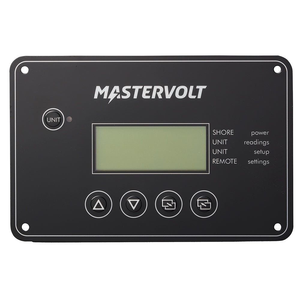 Mastervolt PowerCombi remote control panel for accessories, showing buttons and display interface.
