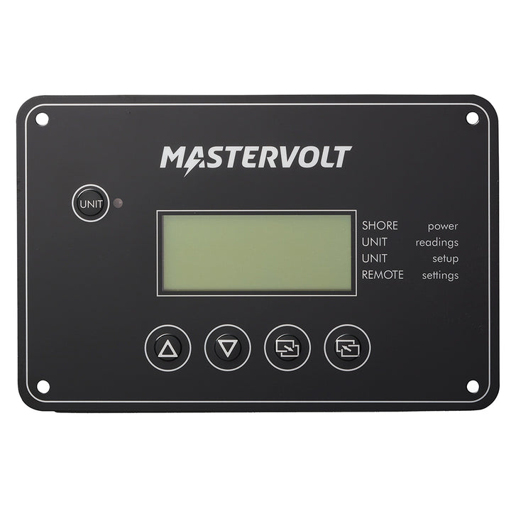 Mastervolt PowerCombi remote control panel for accessories, showing buttons and display interface.