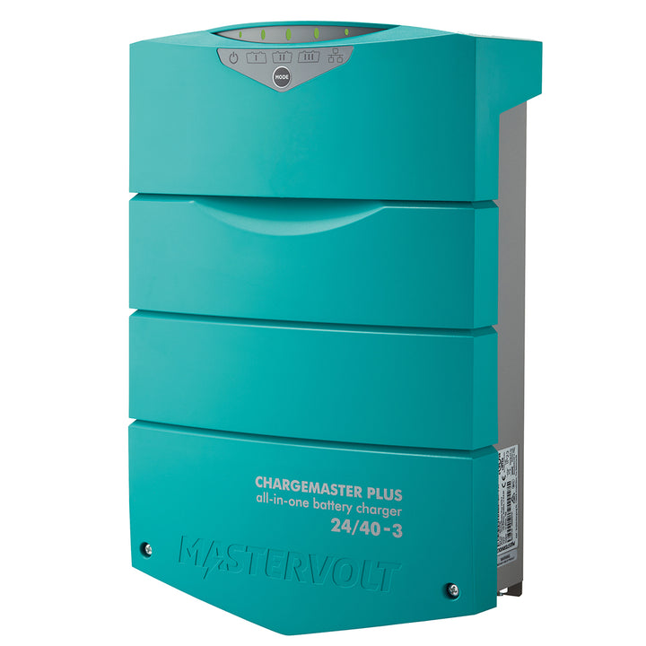 Mastervolt ChargeMaster Plus 24/40 battery charger with CZone and MBus interfaces, designed for efficient marine power management.