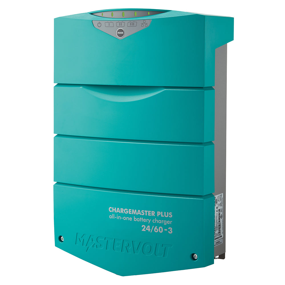 Mastervolt ChargeMaster Plus 24V 60A 3-bank battery charger with NMEA2000 and CZone connectivity, shown in the image.