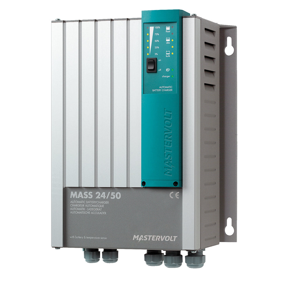 Mastervolt Mass 24/50-2 battery charger, compact device with digital display for efficient charging, black and grey design