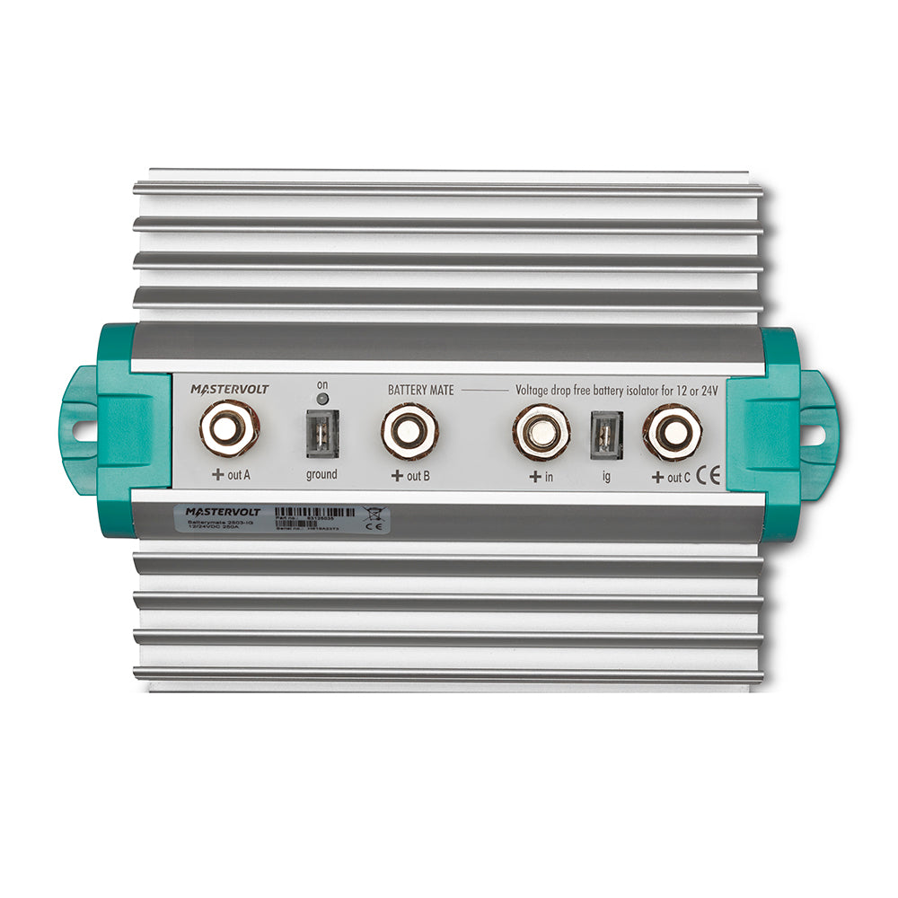 Mastervolt Battery Mate 2503 IG isolator for boats, 200 Amp, 3-bank battery isolator with durable design.