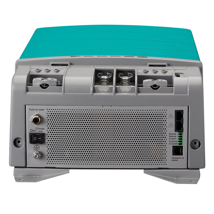 Mastervolt CombiMaster 12V inverter and charger combo showing front panel with controls and digital display.