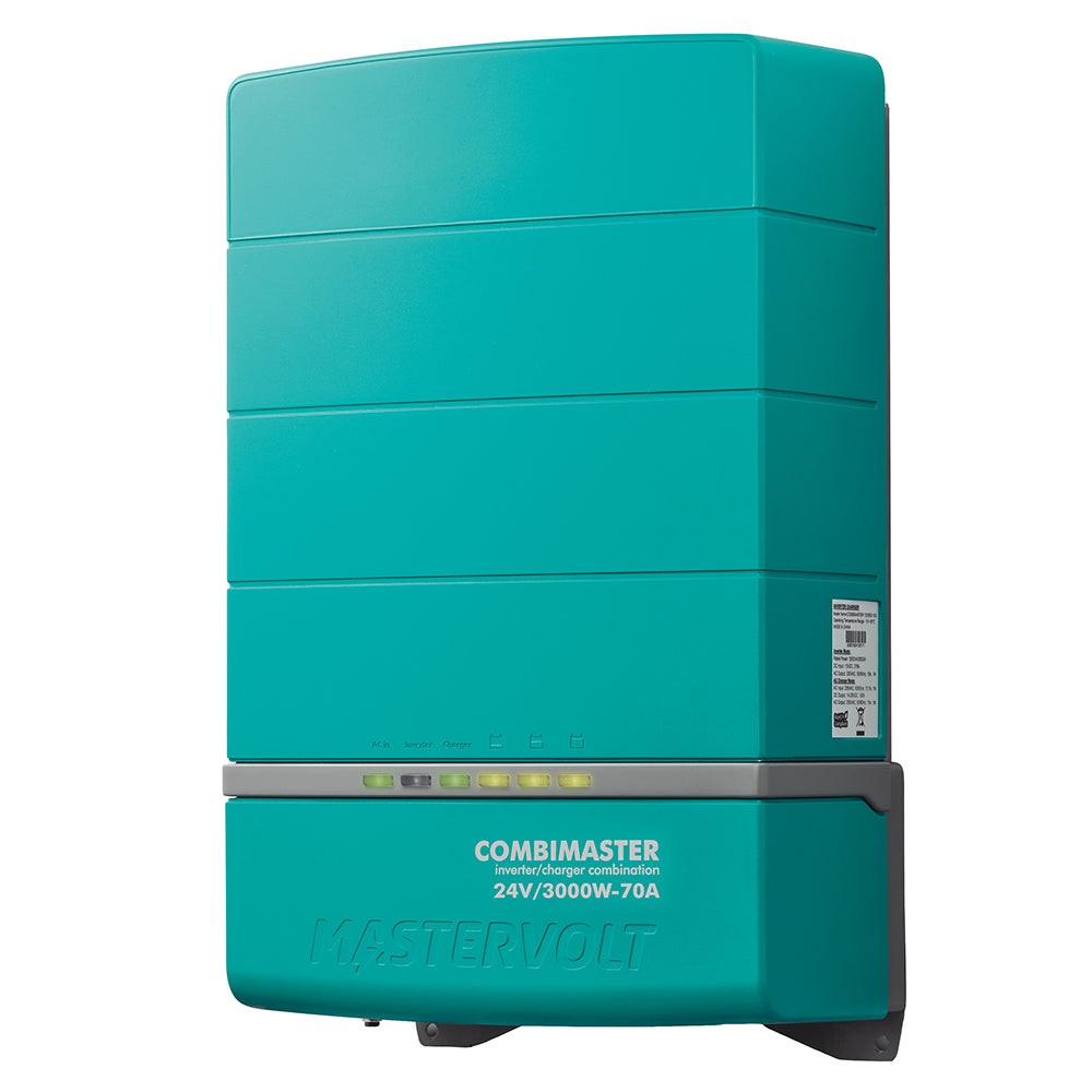 Mastervolt CombiMaster 24V 3000W 70A charger inverter combo, showing control panel and connection ports.