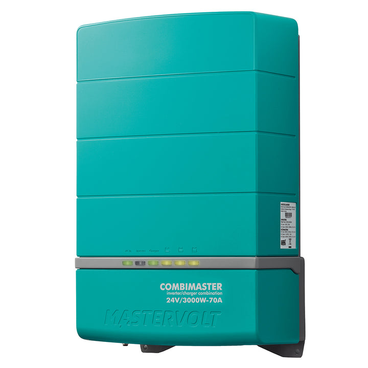 Mastervolt CombiMaster 24V 3000W 70A charger inverter combo, showing control panel and connection ports.