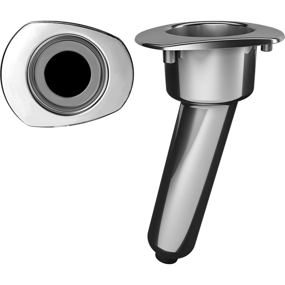 Mate Series Elite screwless stainless steel 15-rod cup holder with drain and oval top for boat or marine use.
