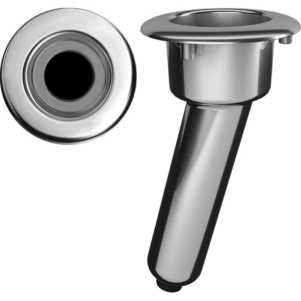 Mate Series Elite screwless stainless steel 15-rod cup holder with drain and round top, designed for boat rod storage.