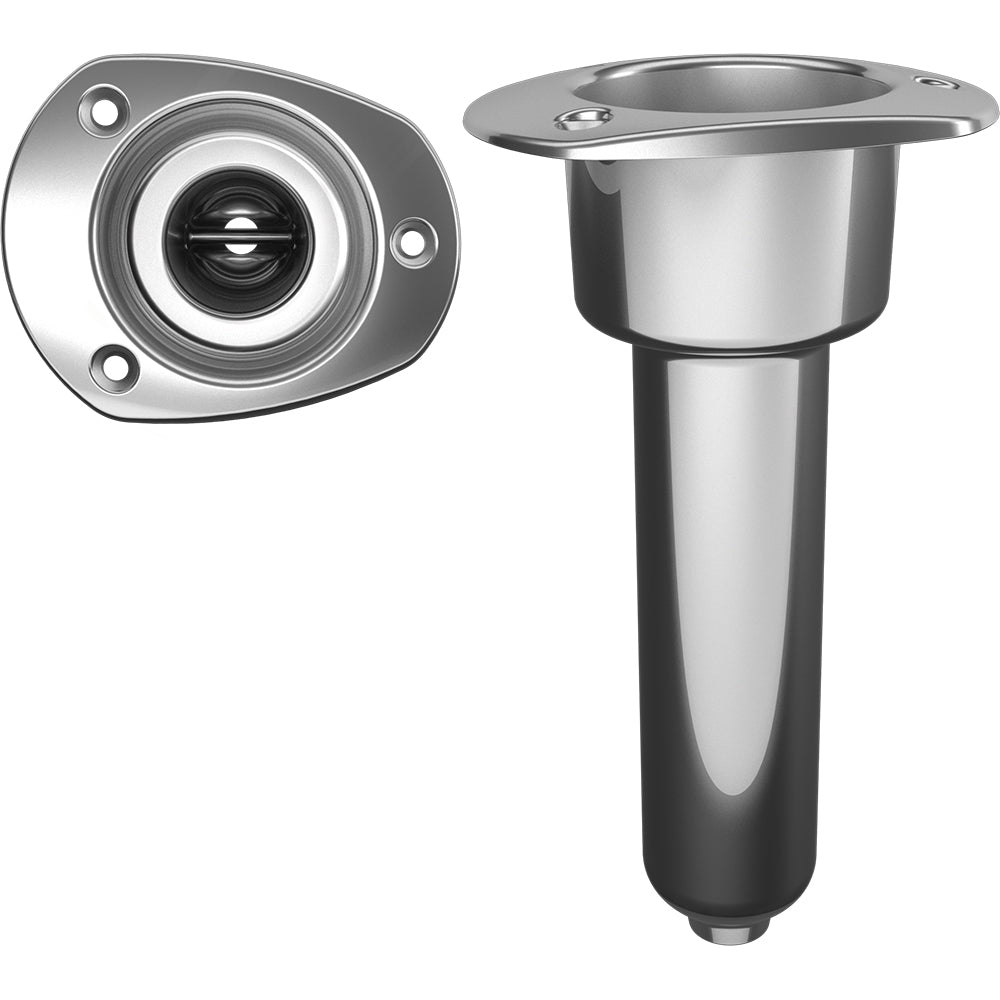 Mate Series stainless steel rod holder with drain, oval top design, suitable for marine or boat applications