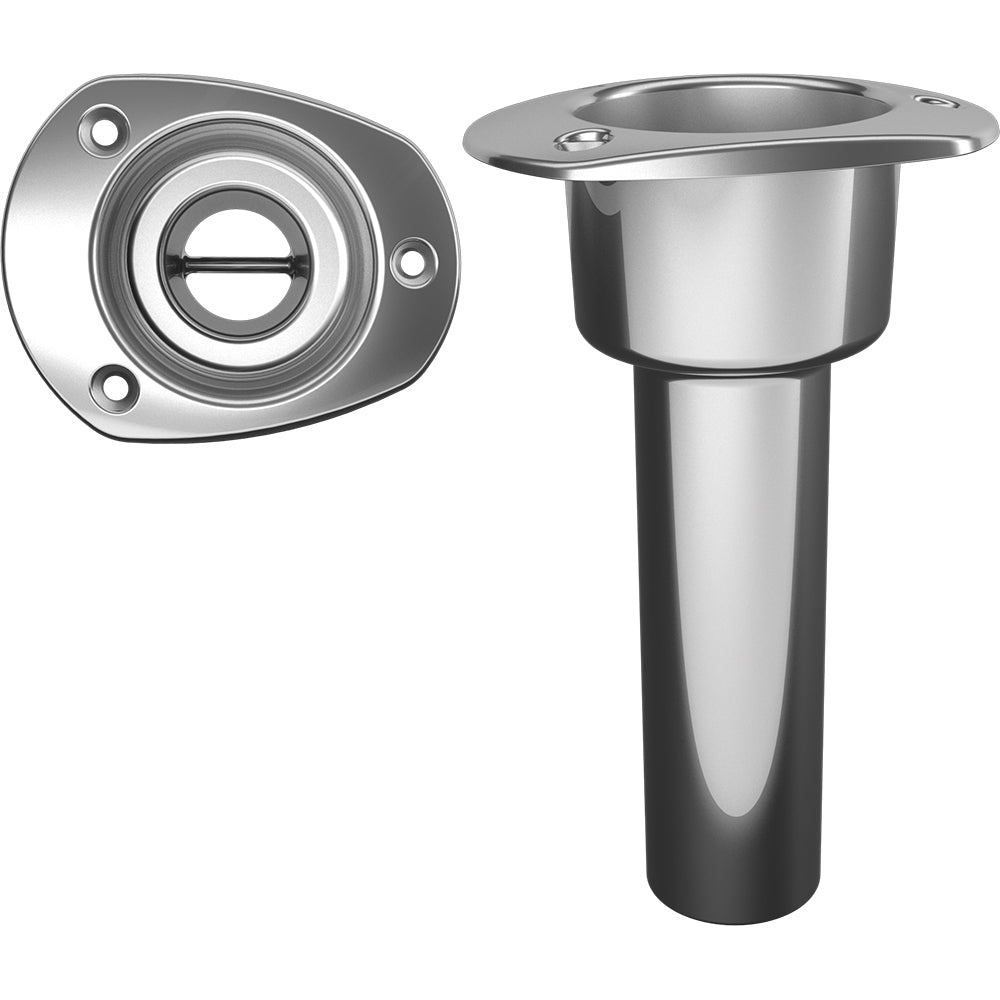 Open Mate Series stainless steel rod cup holder with oval top, designed for secure boat rod storage.