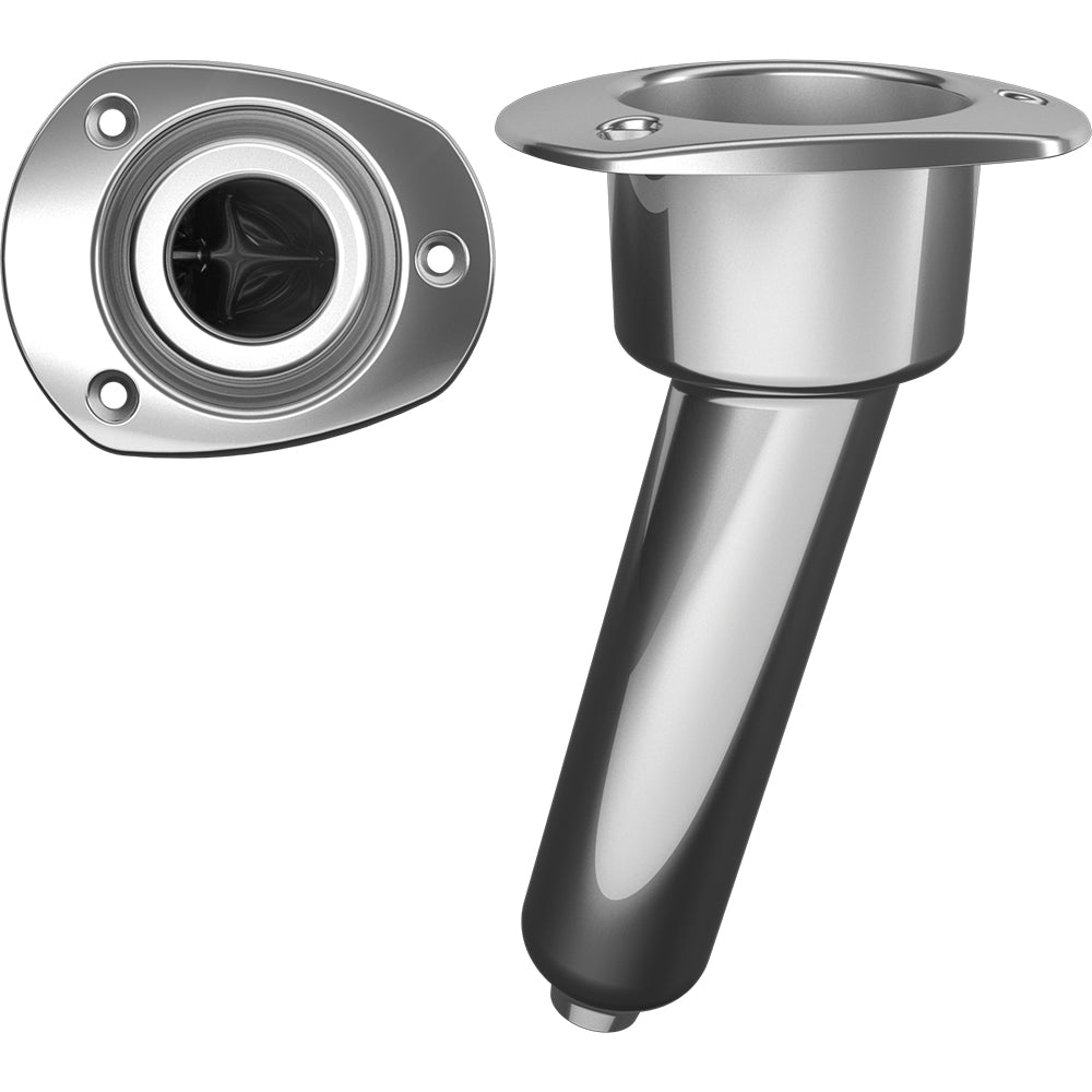 Mate Series stainless steel 15-rod cup holder with drain and oval top, marine rod holder for boating and fishing boats