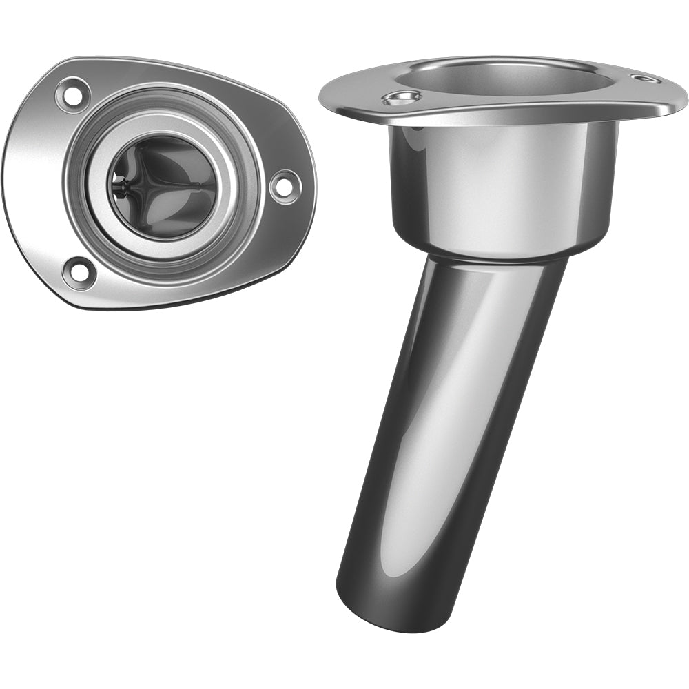 Mate Series stainless steel 15-rod cup holder with open oval top, designed for boat fishing rod storage.