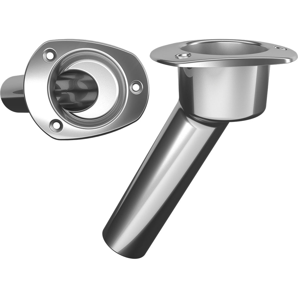 Mate Series stainless steel 30-rod cup holder with open oval top, designed for boat rod storage and organization.