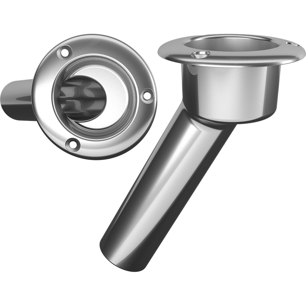 Mate Series stainless steel 30 rod cup holder with open round top, designed for secure marine rod storage.