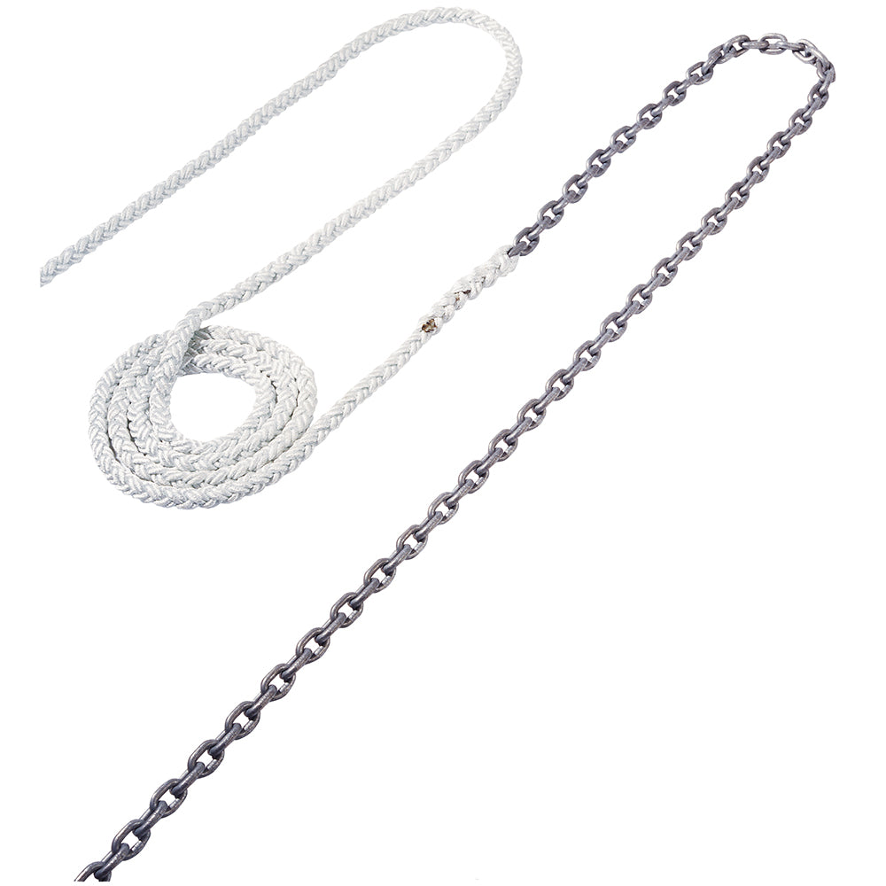Maxwell Anchor Rode with 18-5/16-inch chain and 200-5/8-inch nylon braid for secure boat anchoring, featuring durable rope and chain.