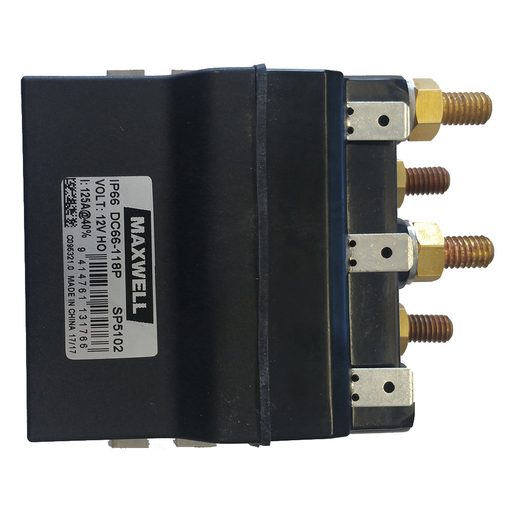 Maxwell PM Solenoid Pack for windlass accessories, 12V, featuring compact electrical components for boat winch systems.