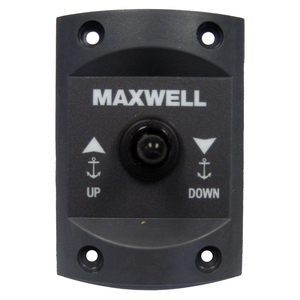 Maxwell remote up/down control for windlass accessories, black plastic button with directional arrows, used for boat anchor management.