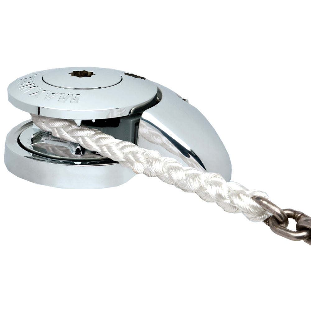 Maxwell RC8-8 12V windlass for boats, showcasing the durable marine windlass with chain and rope compatibility.