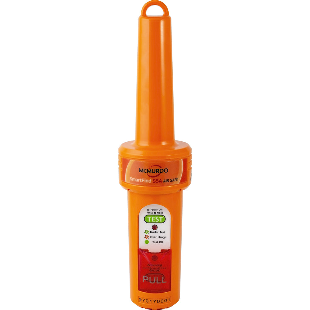 McMurdo SmartFind S5A AIS SART personal locator beacon with emergency distress signal and GPS functionality.