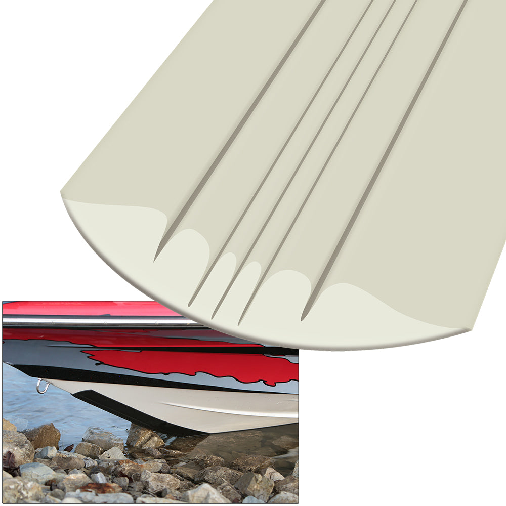 Megaware KeelGuard hull protection in almond color installed on boat hull for enhanced durability and damage prevention