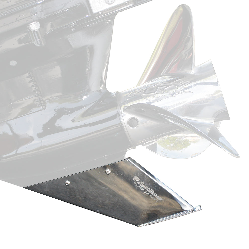 Stainless steel Megaware SkegGuard 27151 replacement skeg for hull protection on boats, durable and corrosion-resistant.