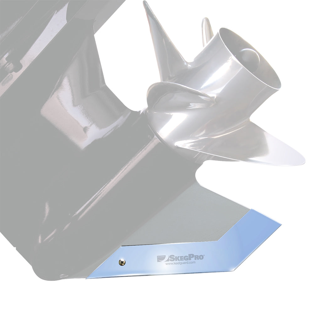 Stainless steel Megaware SkegPro 02665 hull protection skeg protector installed on boat hull for added durability and damage prevention