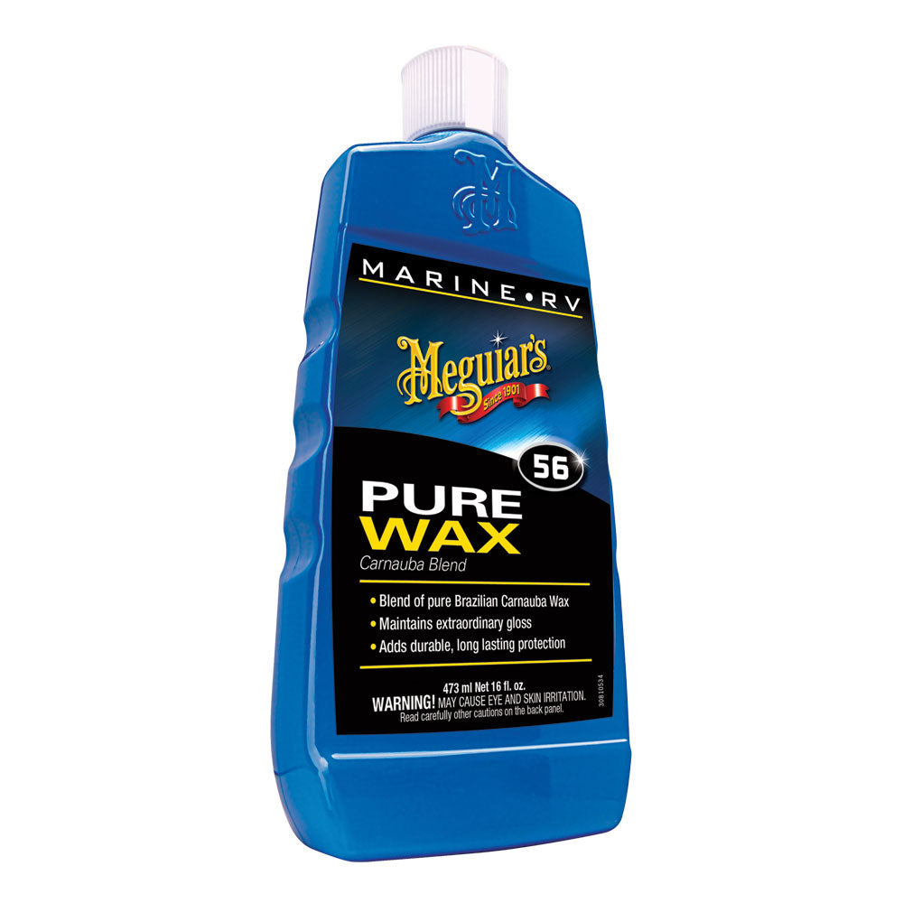 Meguiar's #56 Boat and RV Pure Wax in 16oz container, showcasing the cleaning product for marine and RV surfaces.