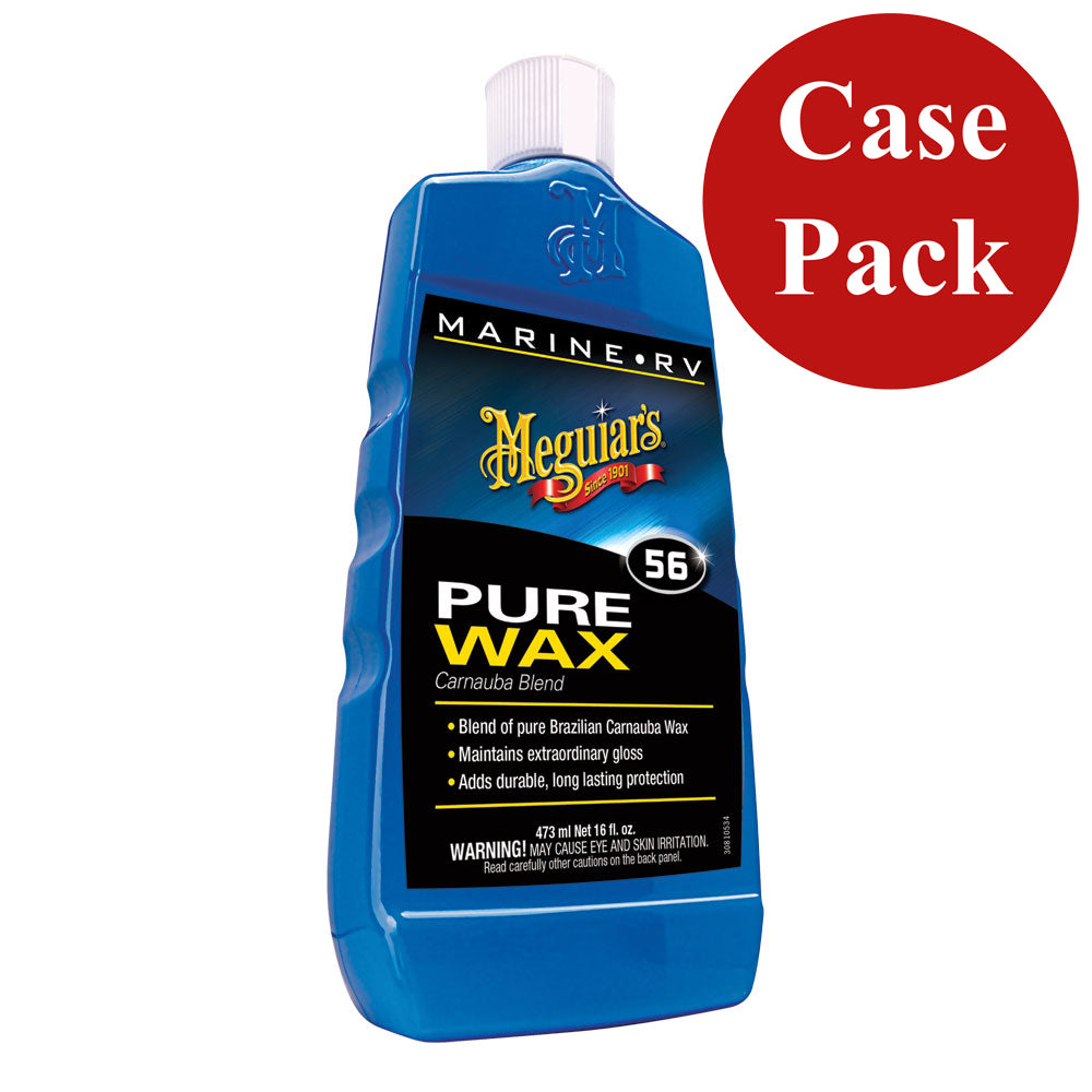 Meguiar's Boat and RV Pure Wax case of 6 bottles, cleaning product for marine and RV surfaces, with white wax containers.