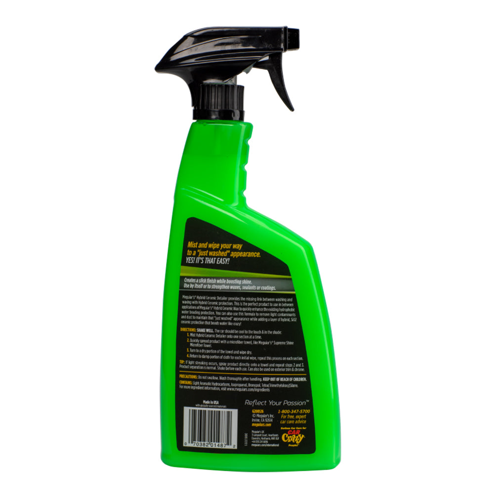 Meguiar's Ceramic Detailer 26oz bottles, cleaning product for car surfaces, displayed in a case of six bottles.