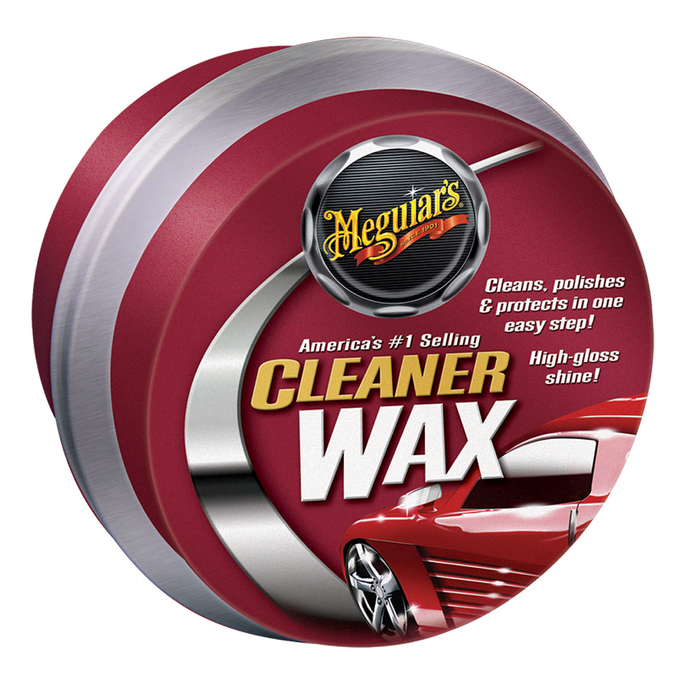Meguiar's Cleaner Wax Paste for car cleaning, with a smooth paste texture and white color, in a jar.