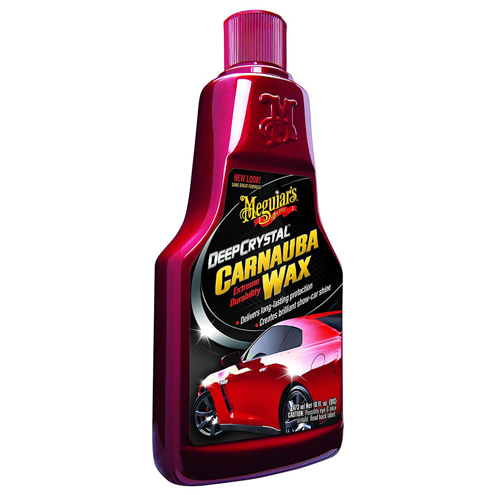 Meguiar's Deep Crystal Carnauba Wax 16oz jar for car cleaning and protection, with a smooth, glossy finish.