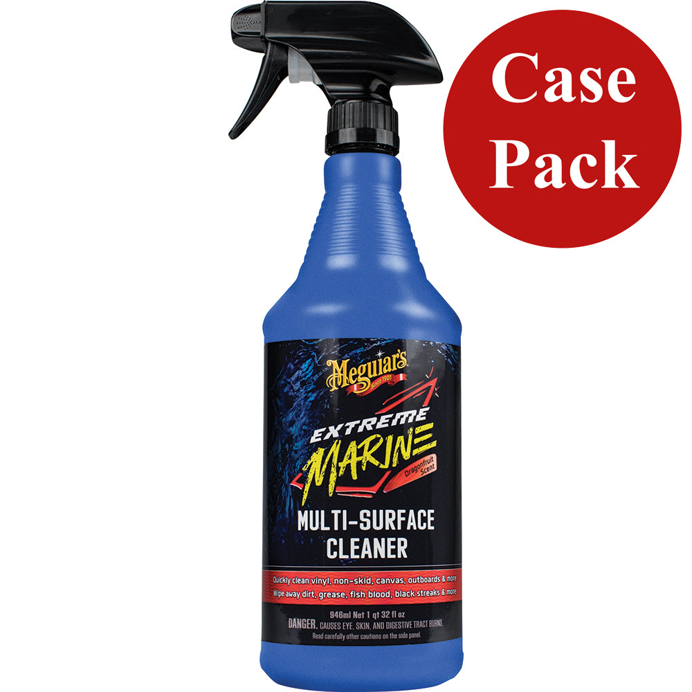 Meguiar's Extreme Marine APC interior multi-surface cleaner in a case of six bottles, designed for cleaning marine and vehicle surfaces.