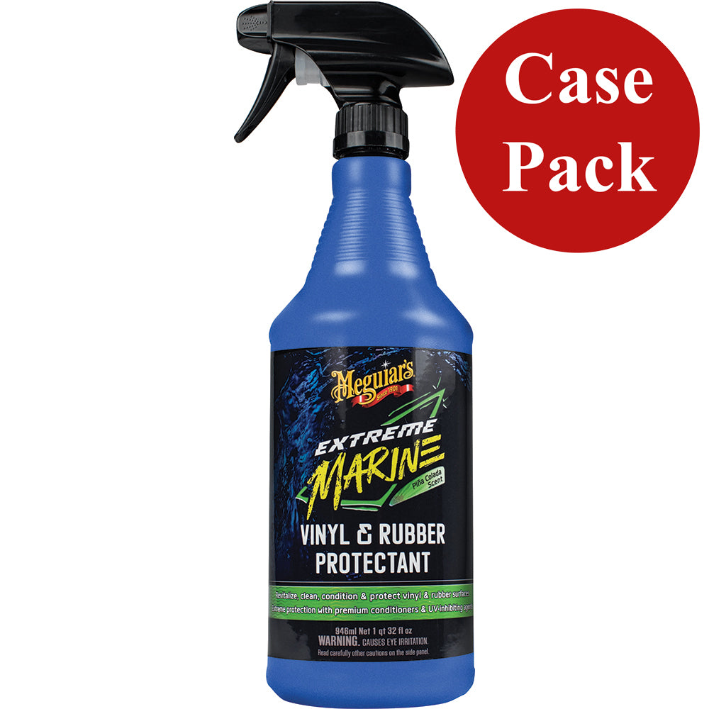 Meguiar's Extreme Marine Vinyl and Rubber Protectant case of 6 bottles for cleaning and protecting marine vinyl and rubber surfaces.