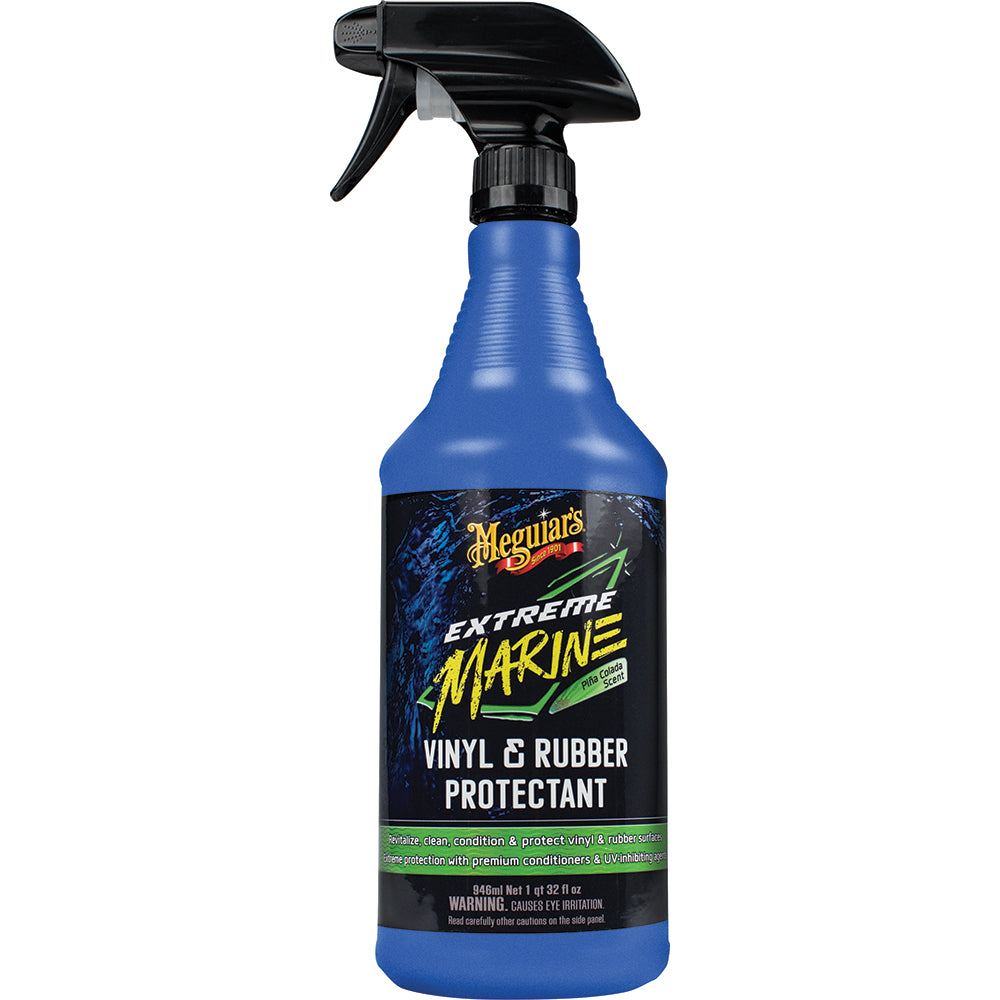 Meguiar's Extreme Marine Vinyl and Rubber Protectant spray for cleaning and protecting boat and vehicle surfaces