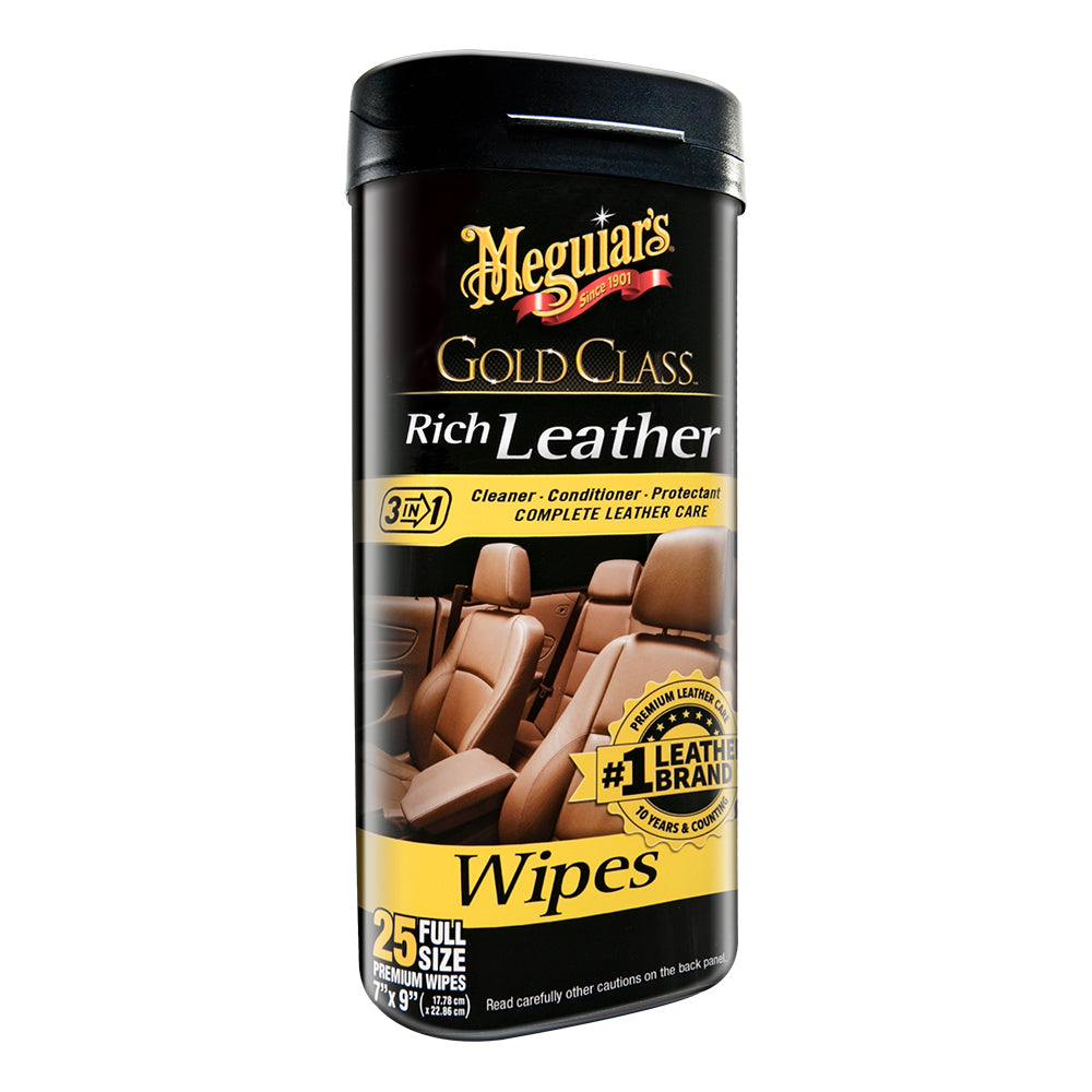 Meguiar's Gold Class Leather Cleaner and Conditioner Wipes for cleaning and conditioning leather surfaces