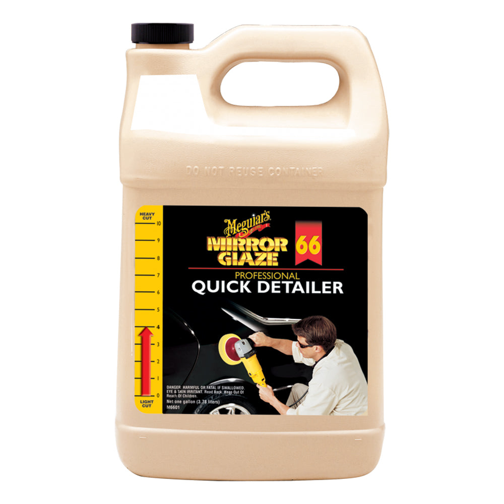 Meguiar's Mirror Glaze Quick Detailer 1-gallon bottle for cleaning and shining car surfaces.