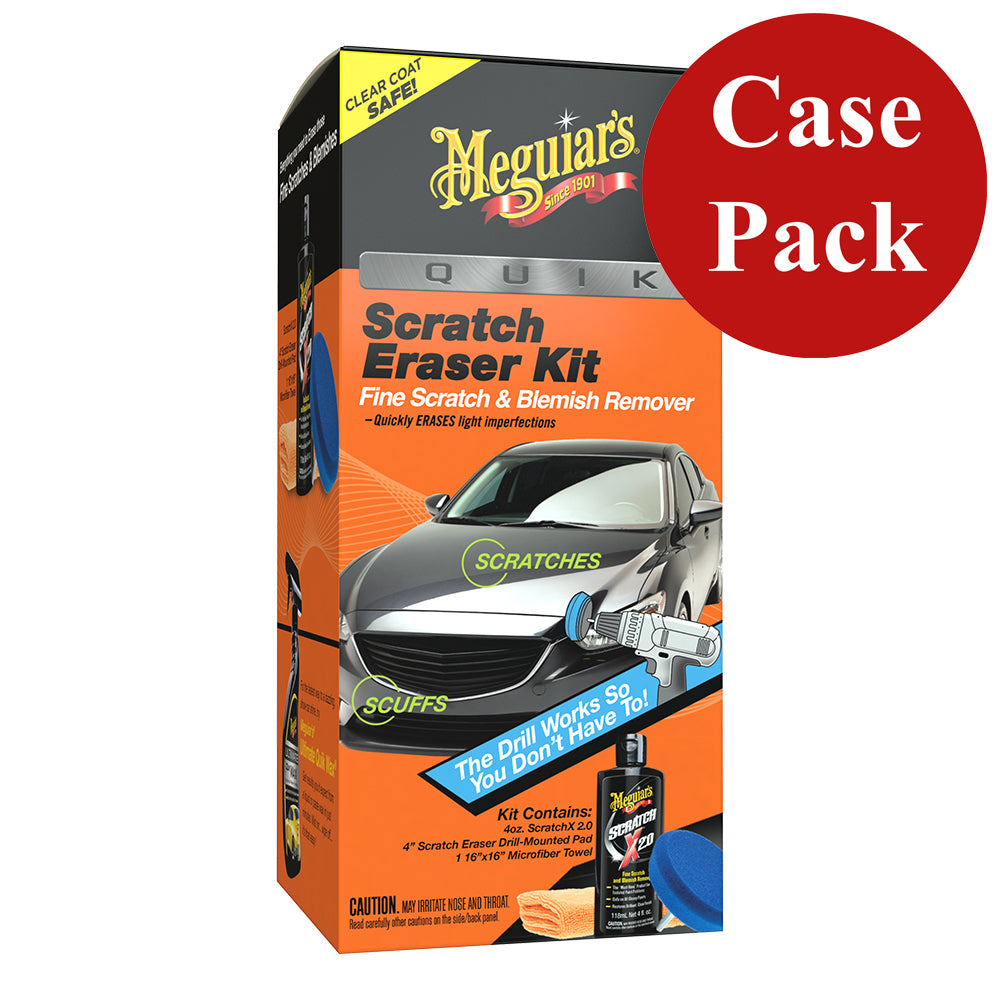 Set of four Meguiar's Quik Scratch Eraser Kits for cleaning and removing scratches from vehicle paint surfaces.