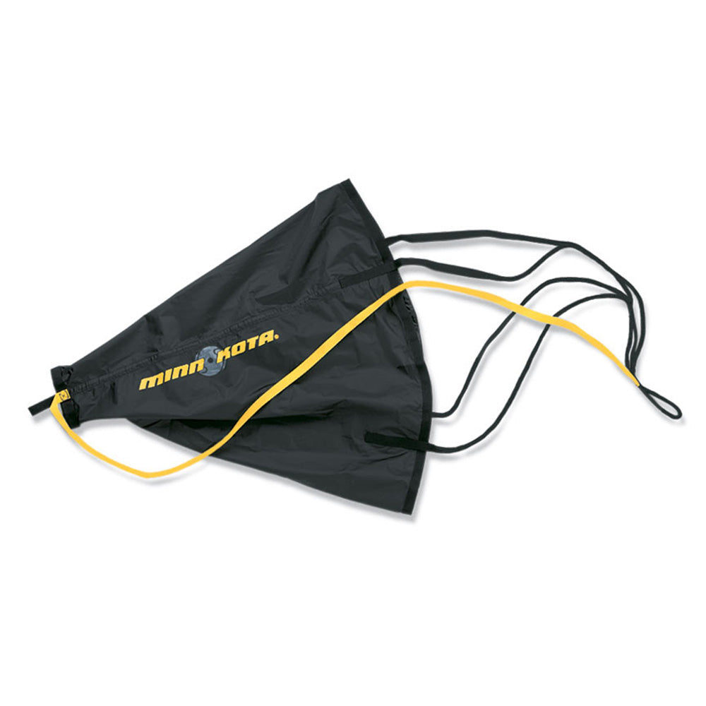 Minn Kota MKA-27 Pro Drift Sock anchoring accessory, navy fabric with adjustable drawstring for boat stability and drifting control