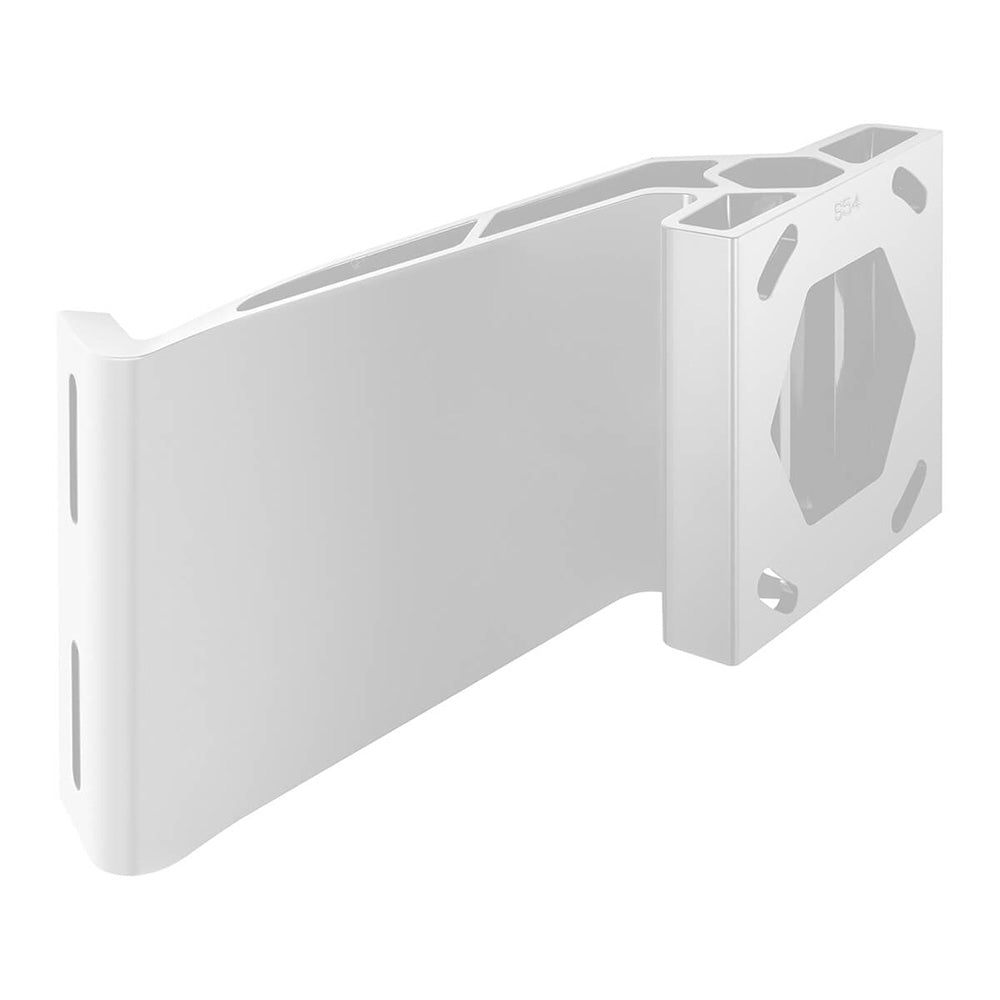 White Minn Kota Raptor Jack Plate Adapter Bracket for starboard mounting, 5-inch setback and 4-inch rise, anchoring accessory.