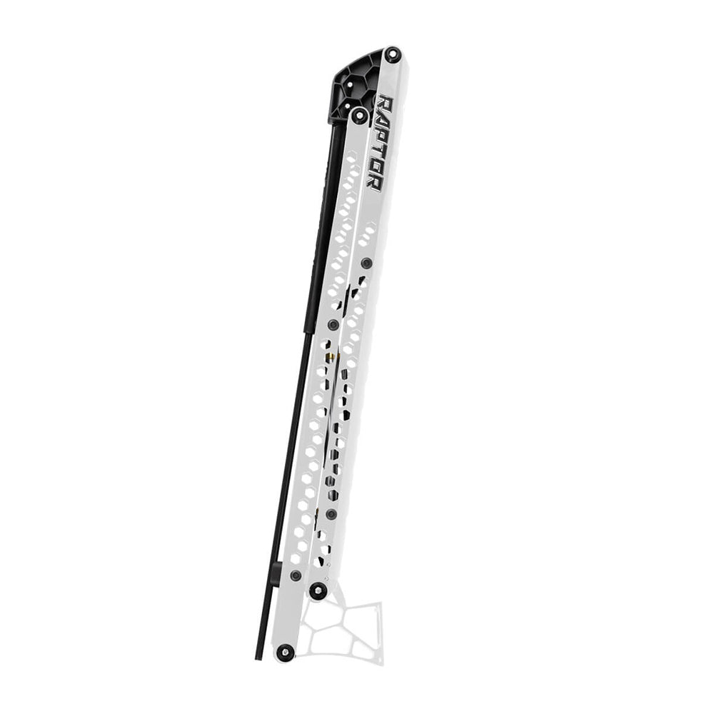 Minn Kota Raptor 8 shallow water anchor in white with active anchoring system, designed for boat stabilization and easy deployment