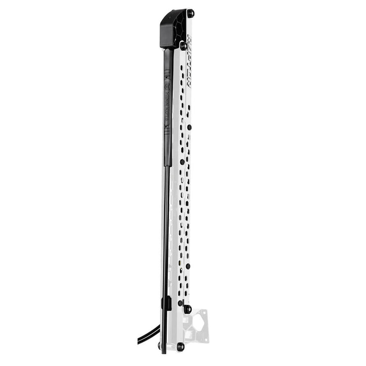 Minn Kota Raptor 8 shallow water anchor with active anchoring system in white, designed for secure boat positioning.