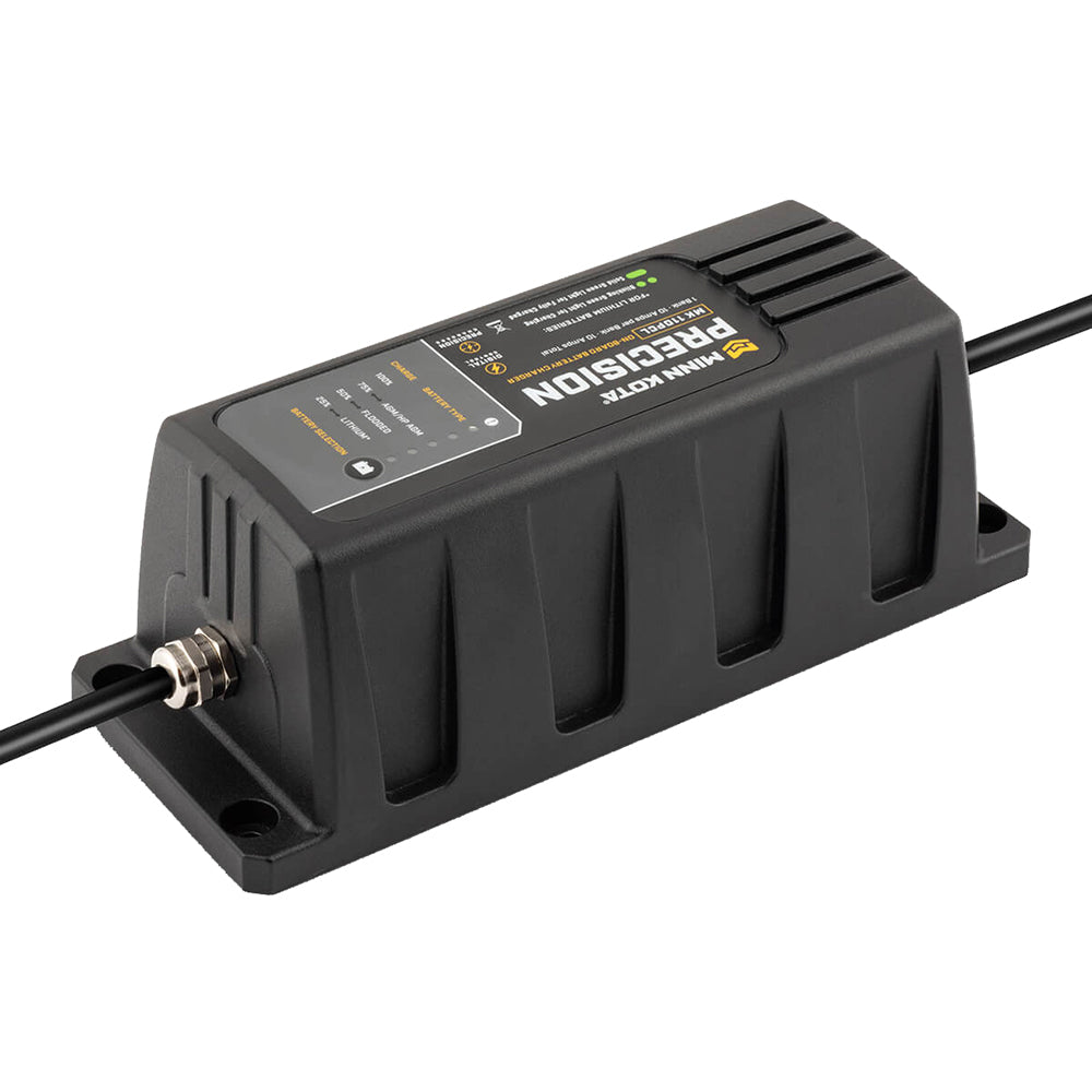 Minn Kota On-Board Precision Charger MK-110 PCL 1 Bank 10 Amp Lithium battery charger for marine boats and trolling motors.