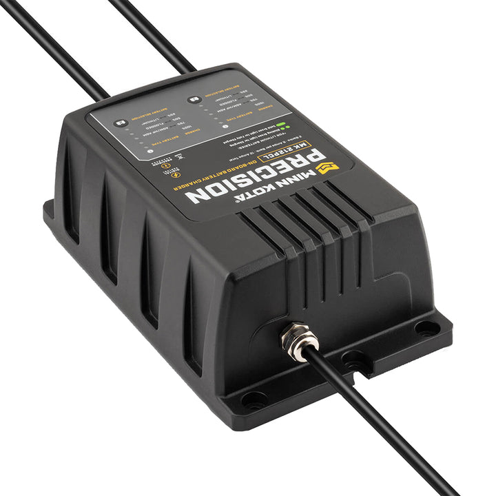 Minn Kota On-Board Precision Charger MK-212 PCL 2-bank lithium battery charger with 6 amp charging for marine batteries.