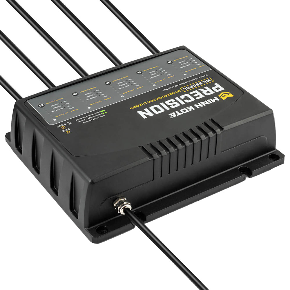 Minn Kota On-Board Precision Charger MK-550 PCL 5 Bank 10 AMP lithium battery charger for boats and marine applications.