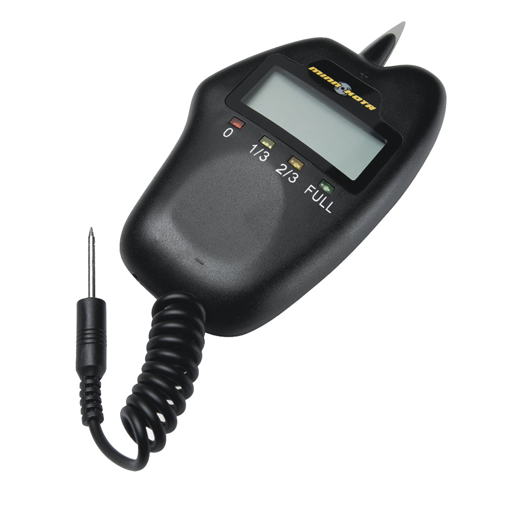 Minn Kota digital battery meter for trolling motor accessories showing battery level display and digital readout.