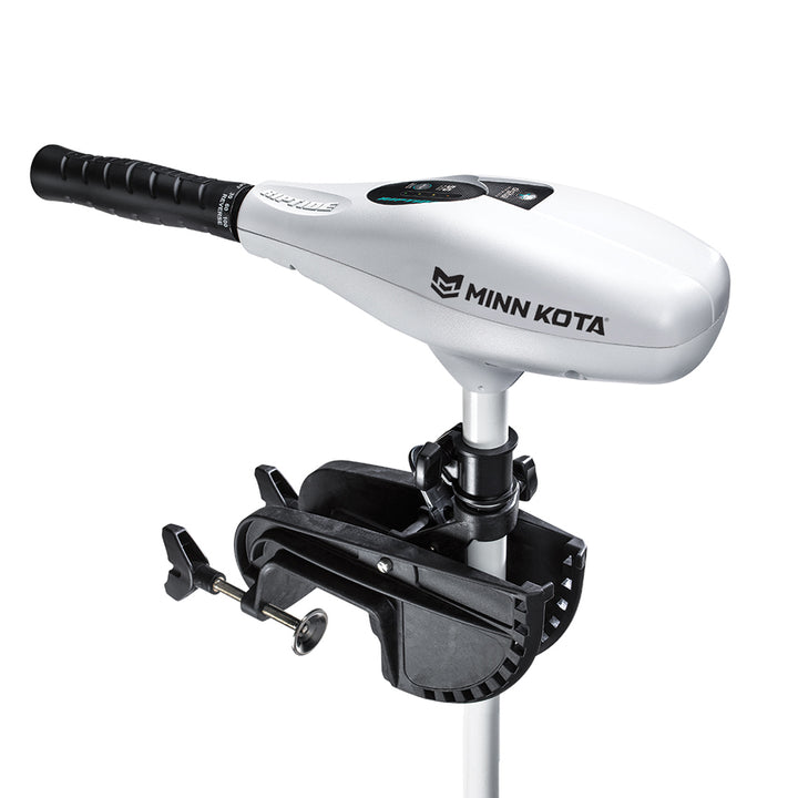 Minn Kota Riptide RT80/T saltwater transom mount trolling motor with 42-inch shaft and 80lb thrust, designed for saltwater fishing.