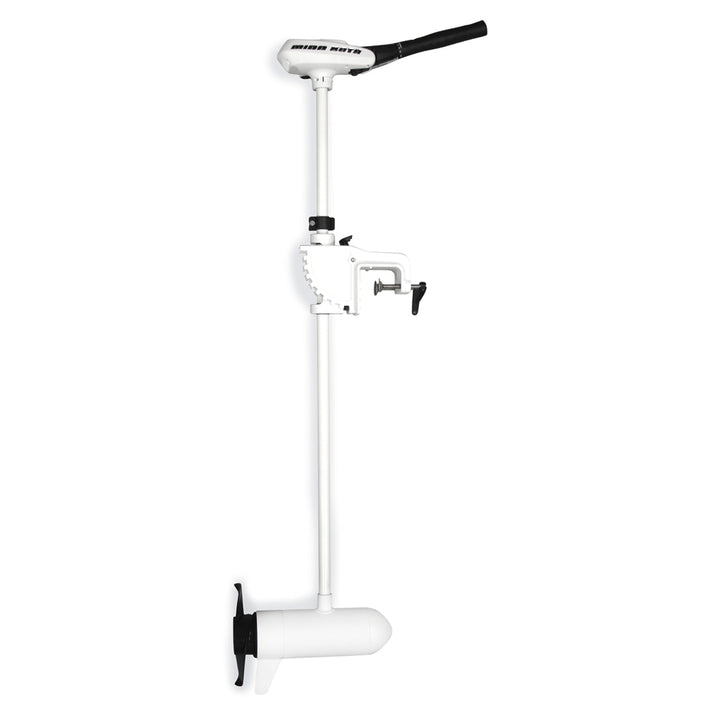 Minn Kota Riptide T/112 saltwater trolling motor with 36V, 112 lbs thrust, 52-inch shaft, designed for saltwater fishing boats.