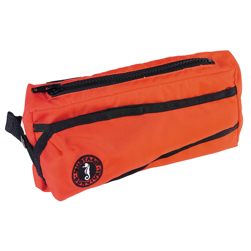 Mustang Survival orange accessory pocket for gear storage, designed for outdoor or marine use.